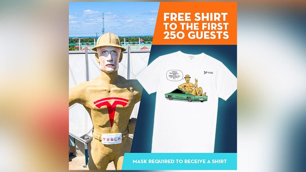 Tulsa County officials to give out free Tulsa for Tesla shirts – KTUL